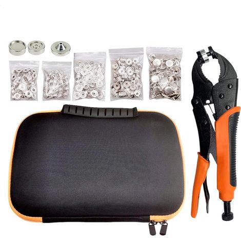 Kit Réparation Toile Avec Pince À Pressions Sac Rangement de Fixations à Kit Boutons-Pression Pour , Réparation De Vêtements, Fabrication De Sacs, Cuir, Jeans, Vestes, Remplacement D'Attach (1/5)