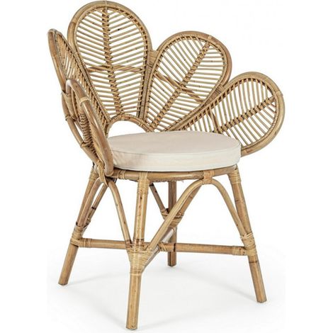 Sedia "Flores" con rattan, per arredo interno con braccioli, 77 x 62 x h 93 cm -Confezione da 1 pezzo (1/5)