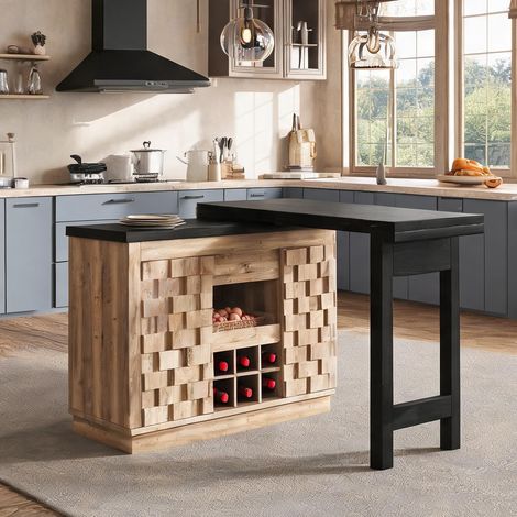 Buffet coloris bois en MDF 120 x 40 x 74,2 cm (1/5)