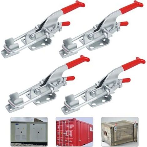 Ensemble de 4 pinces à genouillère, pinces à genouillère autobloquantes à dégagement rapide de 350 kg/771 lbs, grandes pinces à genouillère à boucle réglable pour portes d'armoires, boîtes et coffrets