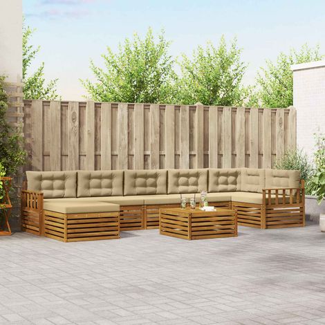 Outdoor-Sofagarnitur 8 pcs Natur und Beige Massivholz Akazie (1/5)