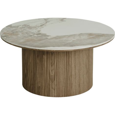 RHOD-Table basse en céramique et décor bois ø80 cm (1/5)