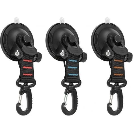 Filiyano-Lot de 4 crochets à ventouses rouges pour voiture, tente, bâche, bateau et camping en plein air (1/4)