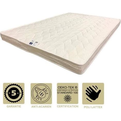 Matelas Soutien Très Ferme Mémoire de Forme 180x200 x 14 cm - 5 zones de Confort - Ame Poli Lattex Haute Résilience - (1/2)
