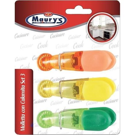 MAURY'S SET 3 MOLLETTE CHIUDITUTTO CON CALAMITA IN COLORE ASSORTITO