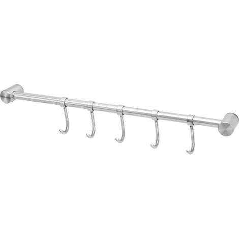 Barre de Suspension de Cuisine en Acier Inoxydable avec 5 Crochets - Barre de Suspension de Cuisine Barre de Suspension de Cuisine Support Mural (1/5)