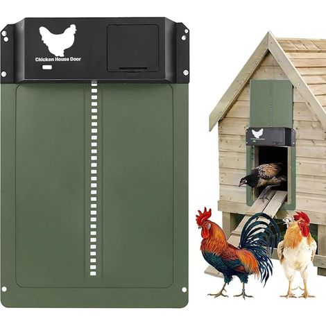Automatische, solarbetriebene Hühnerstalltür, automatische, batteriebetriebene Hühnerstalltür, wasserdicht mit Lichtsensor, batteriebetriebene induktive Hühnerstalltür, für Hühner und Enten (1/5)