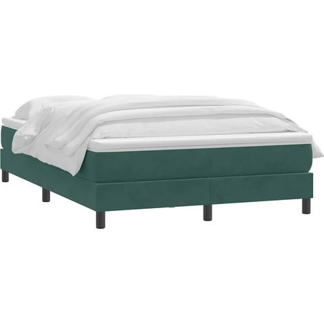Sommier à lattes de lit et matelas vert foncé 160x220cm velours vidaXL