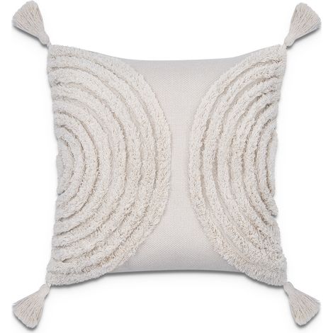 Paco Home Dekorative Kissenbezüge Mit Quastenfransen Boho Kissenhülle Boho Zierkissenbezug Creme, Single