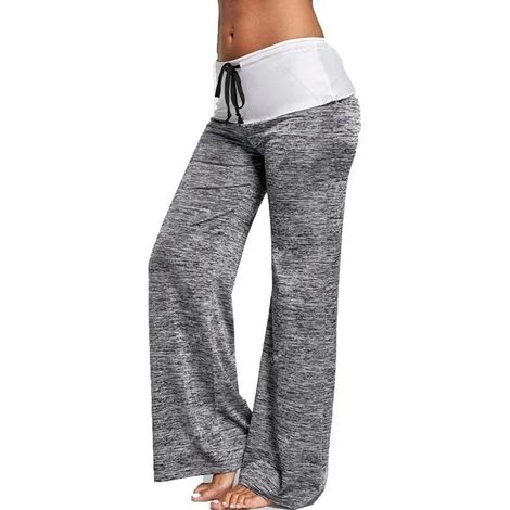 Pantalon Yoga Femme - Extensible Respirant Évacuation Humidité - Pour Sport Jogging Détente À Domicile - Taille Élastique Cordon Ajustable - 1 Pièce (1/5)