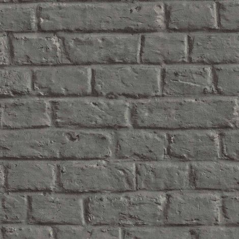 Brick Effect Wallpaper Textured Paste The Wall Vinyl Black Grey Charcoal
