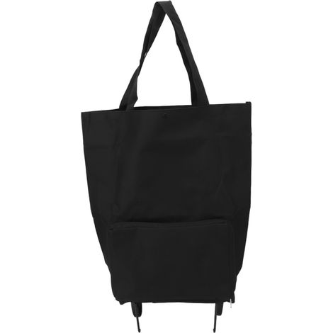 Charriot De Courses Pliable Avec Roues - Sac De Stockage En Tissu Multifonctionnel - Portable Et Résistant Aux Intempéries - Noir - 1 Pièce (1/5)