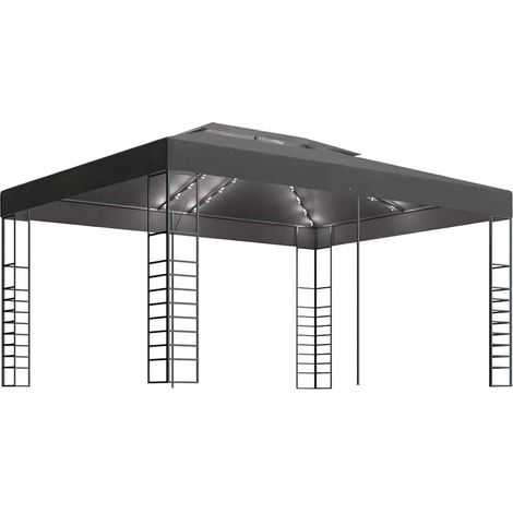 Tonnelle avec guirlande lumineuse à LED 3x4 m Anthracite vidaXL (1/5)