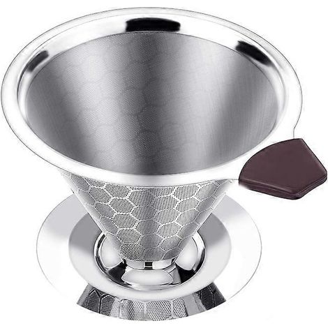 Filtre à café à infusion lente en acier inoxydable réutilisable, cafetière à filtre sans papier, filtre à café en acier inoxydable ( ) (1/5)