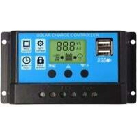 Régulateur De Charge De Panneau Solaire , 12 V/24 V, 30 A, Écran Lcd, Double Port Usb (1/5)