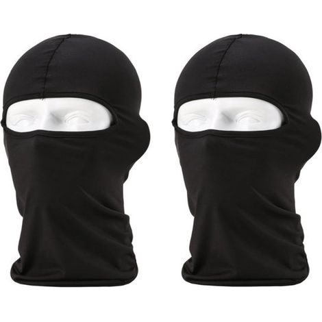 2-teilige Motorrad-Sturmhaube, Biwakmaske, Sturmhaube, zum Motorradfahren, als Bandana, zum Wandern, als Skateboard-Kopfbedeckung, zur Kühlung in der Sonne, Einheitsgröße (Schwarz) (1/5)