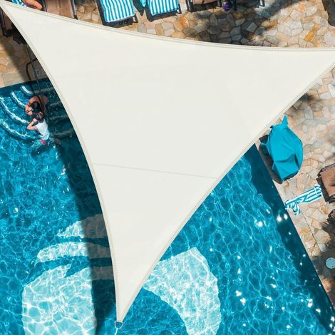 Sonnensegel Dreieckig Wasserdicht PES UV Schutz 3x3x3m Cremeweiß (1/5)