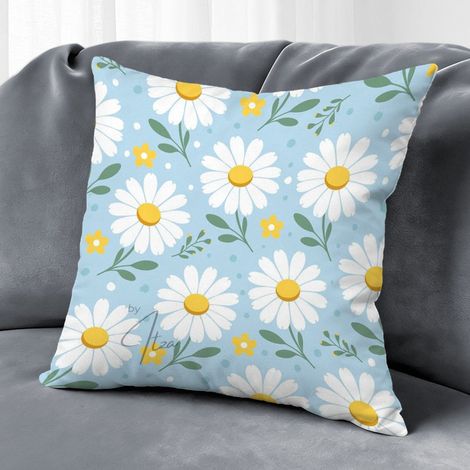 Housse de coussin fleurs colorées, décoration maison moderne,50×50cm (1/5)