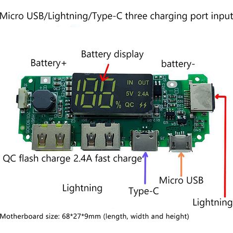 Module de charge rapide USB QC3.0 pour batterie lithium-ion 18650, chargeur de batterie externe (1/5)