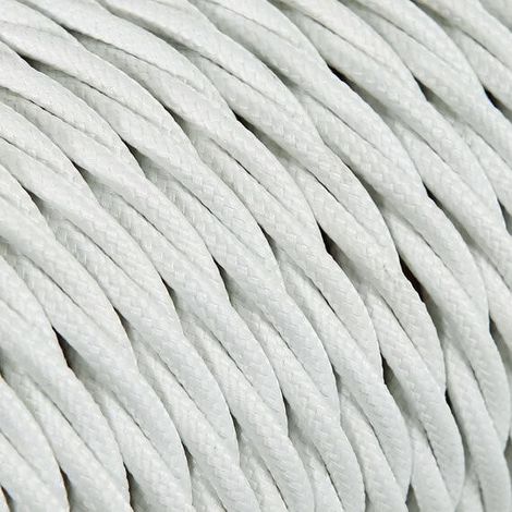 Câble Textile Torsadé Blanc 2x0.75mm² - Fil Electrique Tissu (1/3)