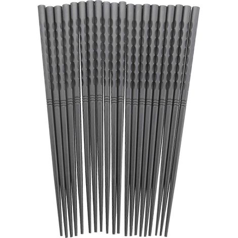 Ensemble de baguettes en fibre de verre réutilisables et lavables au lave-vaisselle, pour la maison, les restaurants et les pendaisons de crémaillère (10 noires) (1/5)