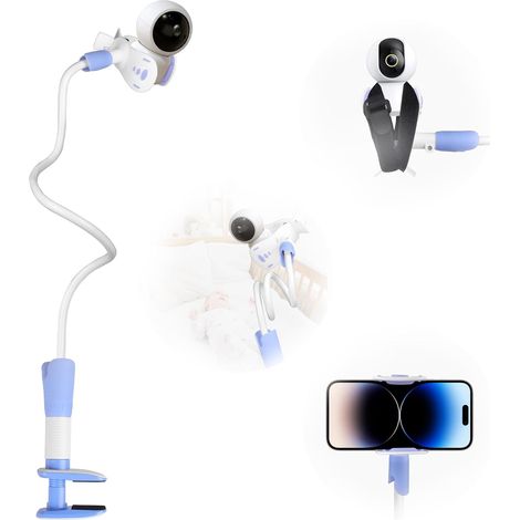 (95cm, Alliage de Magnésium)Support Universel Babyphone Caméra - Double Bras 360° Réglable, Installation sans Perçage, Compatible avec 90% des Modèles de Babyphones, Pince Anti-Dérapant (1/4)