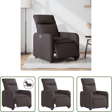 vidaXL Sillón reclinable eléctrico tela marrón oscuro (1/5)