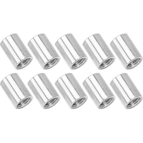 Lot de 10 écrous de raccordement pour tige ronde, filetage femelle M12x1,75, 16 L35 mm, en acier inoxydable 304 (1/5)