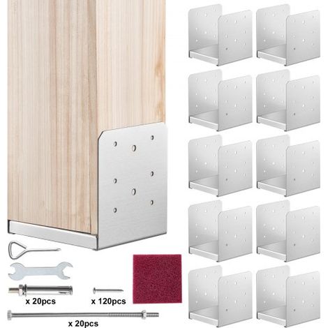 Lot de 10 Support de Poteau Bois 6''x6'' 152x152 mm Base (1/5)
