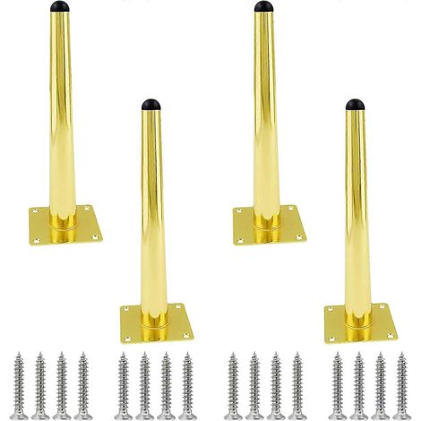 Pieds de meuble réglables de 30 cm (12 pouces), pieds de meubles inclinés, ensemble de 4 pièces dorés pieds de canapé médiévaux, pieds de table basse robustes pieds de chaise fuselés de 25 cm (10 po (1/5)
