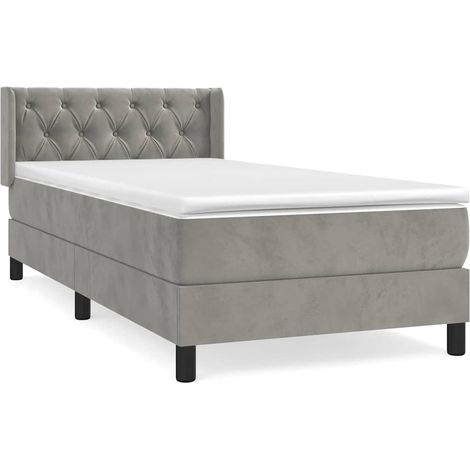 Maison Exclusive - Cama box spring con colchón terciopelo gris cl (1/5)