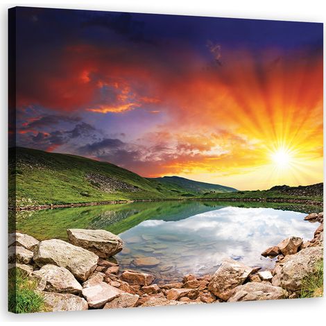 Tableau déco Coucher de soleil dans les montagnes 50x50 (1/5)