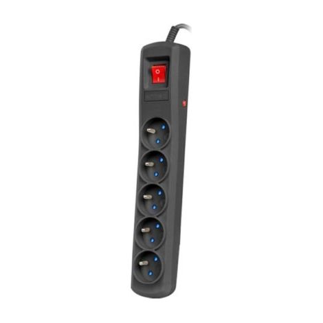 Cable de extensión con protección contra sobretensiones R5, 5 enchufes, 5 m, negro - E+00-565 (1/4)