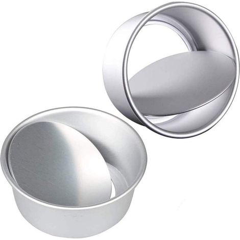 Lot de 2 moules à gâteaux ronds de 12,5 cm (5 pouces) - moules antiadhésifs en aluminium profonds - fond amovible - compatibles lave-vaisselle - pour la cuisson de gâteaux de mariage, d'anniversaire o (1/5)