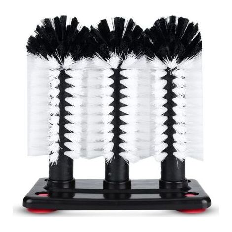 Brosse à Verre,Brosse Lave-Verre,Lave Verre à 3 Têtes avec Base à Ventouse,Brosse Nettoyage Bouteille en Verre,Brosse de Nettoyage de Verre Brosse Bouteille avec Ventouse,goupillon biberon,19x10x19cm (1/5)
