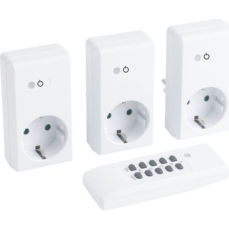 Meister Funksteckdosen-Set 4-teilig - 1100 W - 4 Kanäle & 1 Master-Kanal - Mit Fernbedienung - Selbstlern-Funktion - 30 m Reichweite - IP20 Innenbereich / Funkschalt-Set / Funk-Fernschalter / 7474500