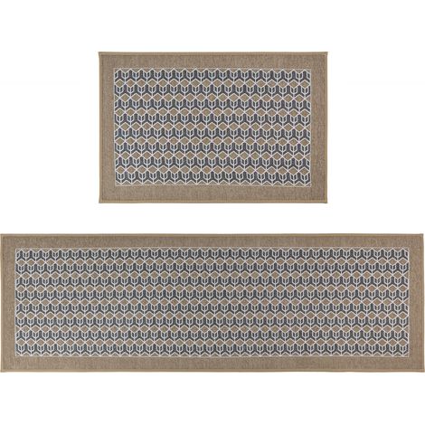 JVL Allure Doormat and Runner Set, Beige