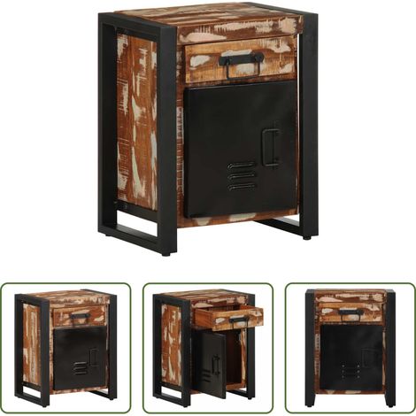 Bois de manguier -  Table de chevet multicolore 40x30x50 cm bois de récupération (1/5)