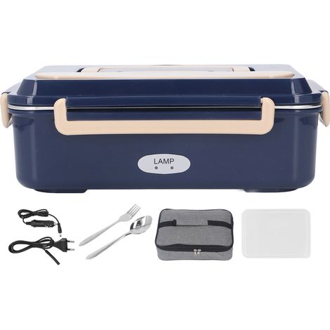 Boîte repas chauffante électrique 220V, acier inoxydable 304, 2 compartiments, sans eau, fraîcheur longue durée, poignée portable, prise EU. (1/5)