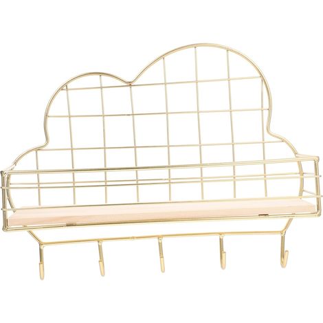Étagère Murale Forme De Métal Doré Rangement Suspendu Pratique pour Décoration De Maison Le Salon Chambre (1/5)