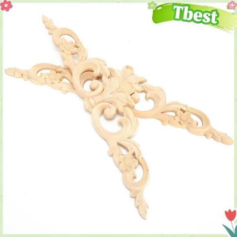 Tbest applique de sculpture Applique en Bois Sculptée Exquise pour Décoration Murale de Meubles de Maison, 2 Pièces en linge kit (1/5)