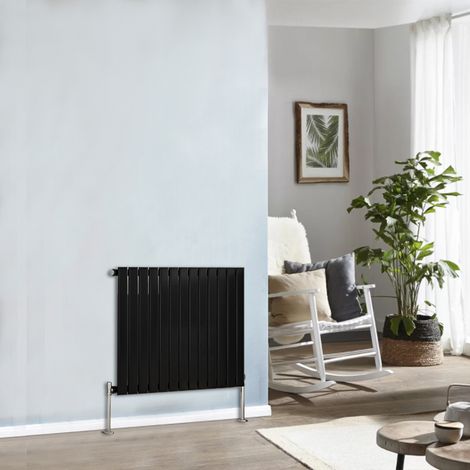 NRG Flat Panel Radiator Designer Column Bathroom Central Heating Black Single 600x884mm