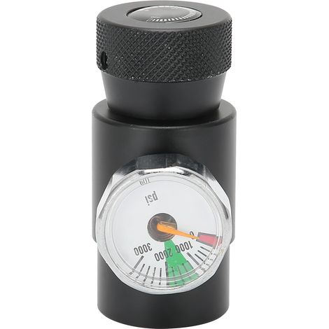 Adaptateur de remplissage CO2 réglable avec tête mâle 8mm, jauge de pression ASA 3000psi, couleur noire