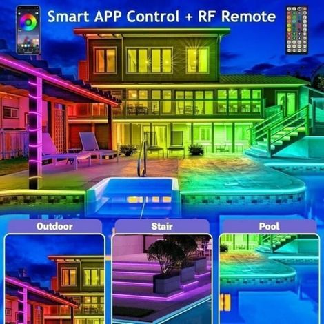 Cellfast – Guirlande lumineuse LED extérieure 20M étanche IP68 – Contrôle Bluetooth et télécommande – Synchronisation musicale – Ambiance festive pour balcon, jardin, piscine (1/4)
