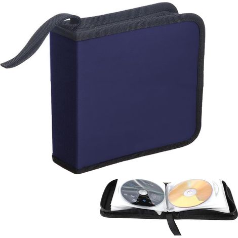 Sacoche pour CD, disques CD DVD, Sac de Rangement pour CD pour Voiture et Maison, Sac de Rangement pour 40 disques, Bleu