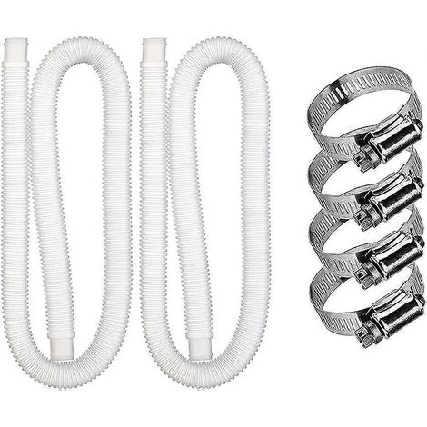 Lot de 2 tuyaux de piscine - Tuyau de rechange avec clip. Le tuyau de vidange est facile à installer.