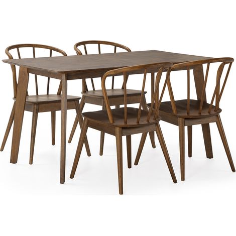 Juego de mesa 140x80 cm y 4 sillas de comedor Brisa color Nogal (1/5)