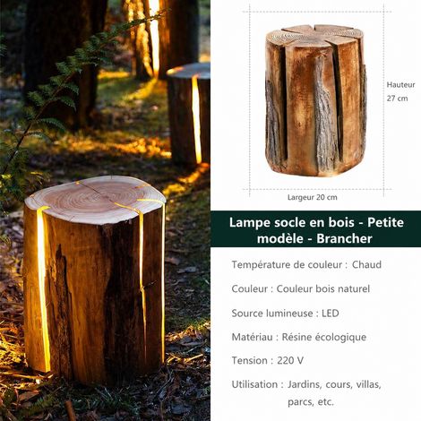 Lampe de jardin décorative imitation souche d'arbre en résine LED extérieure filaire petit modèle réf 8800 – Livraison gratuite
