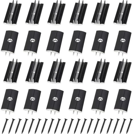 100 Pcs Clips Noir pour Planchers en Bois en Plastique T-Clips pour Planches de Terrasse 6 mm Espacement Entretoises Cachées avec 100 Vis pour Planches WPC/BPC Planches Composites