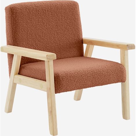 Poltrona scandinava per bambini in tessuto bouclé e legno di hevea